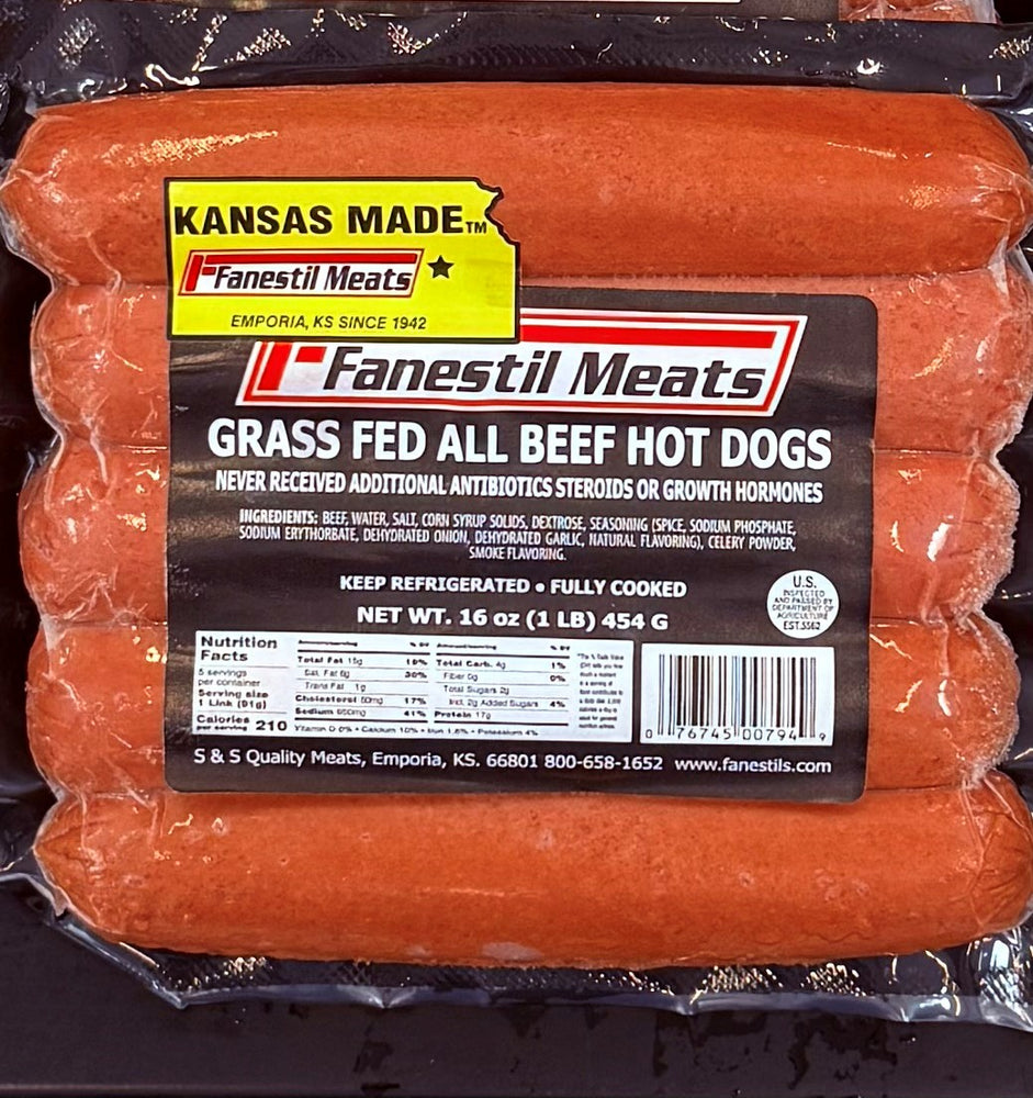 Fanestil Grass Fed All Beef Hot Dogs
