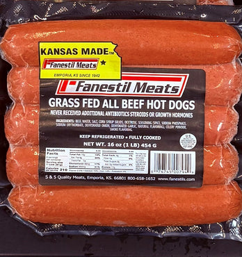 Fanestil Grass Fed All Beef Hot Dogs