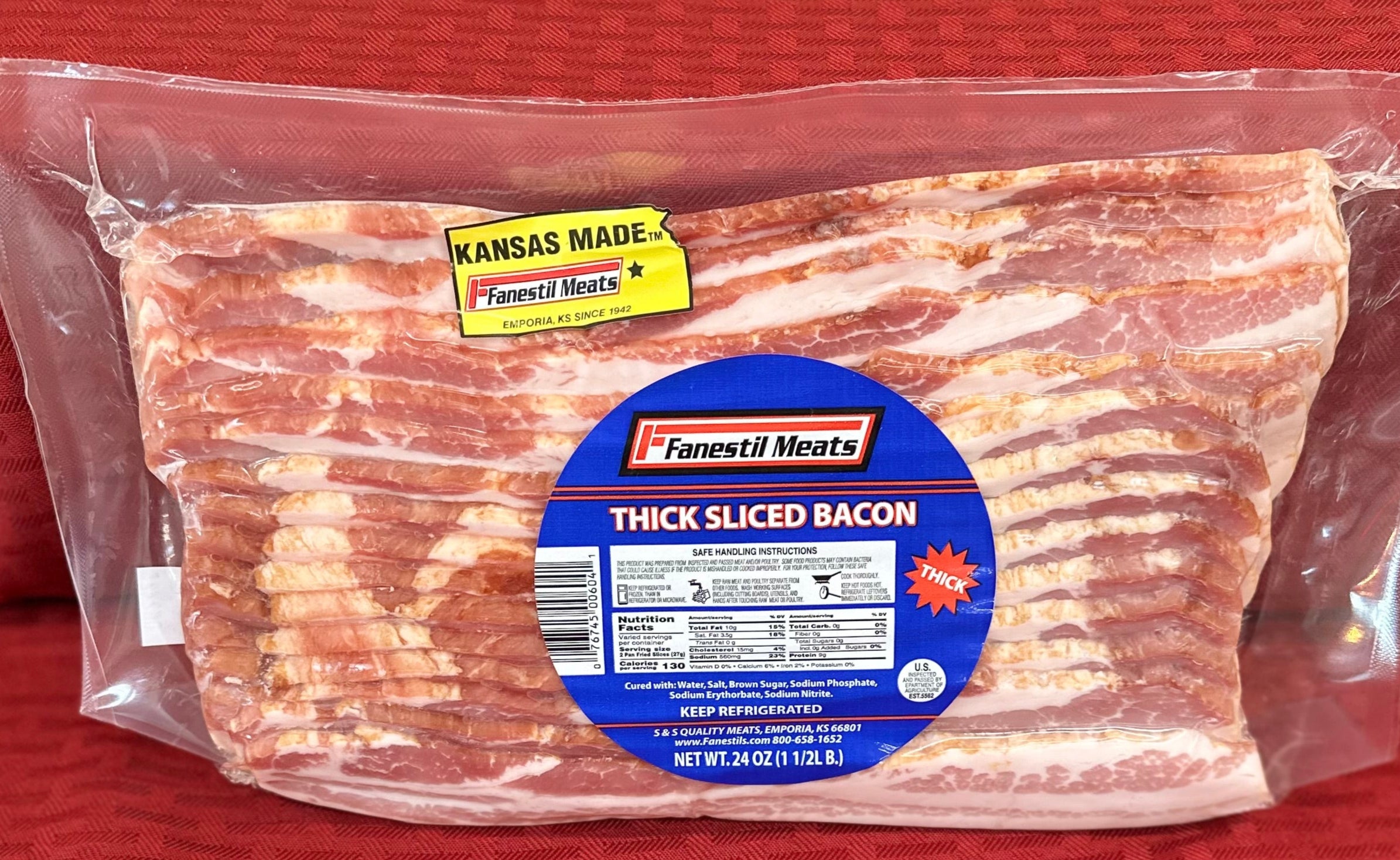 Fanestil Thick Sliced Bacon 1.5lb 4 Packages
