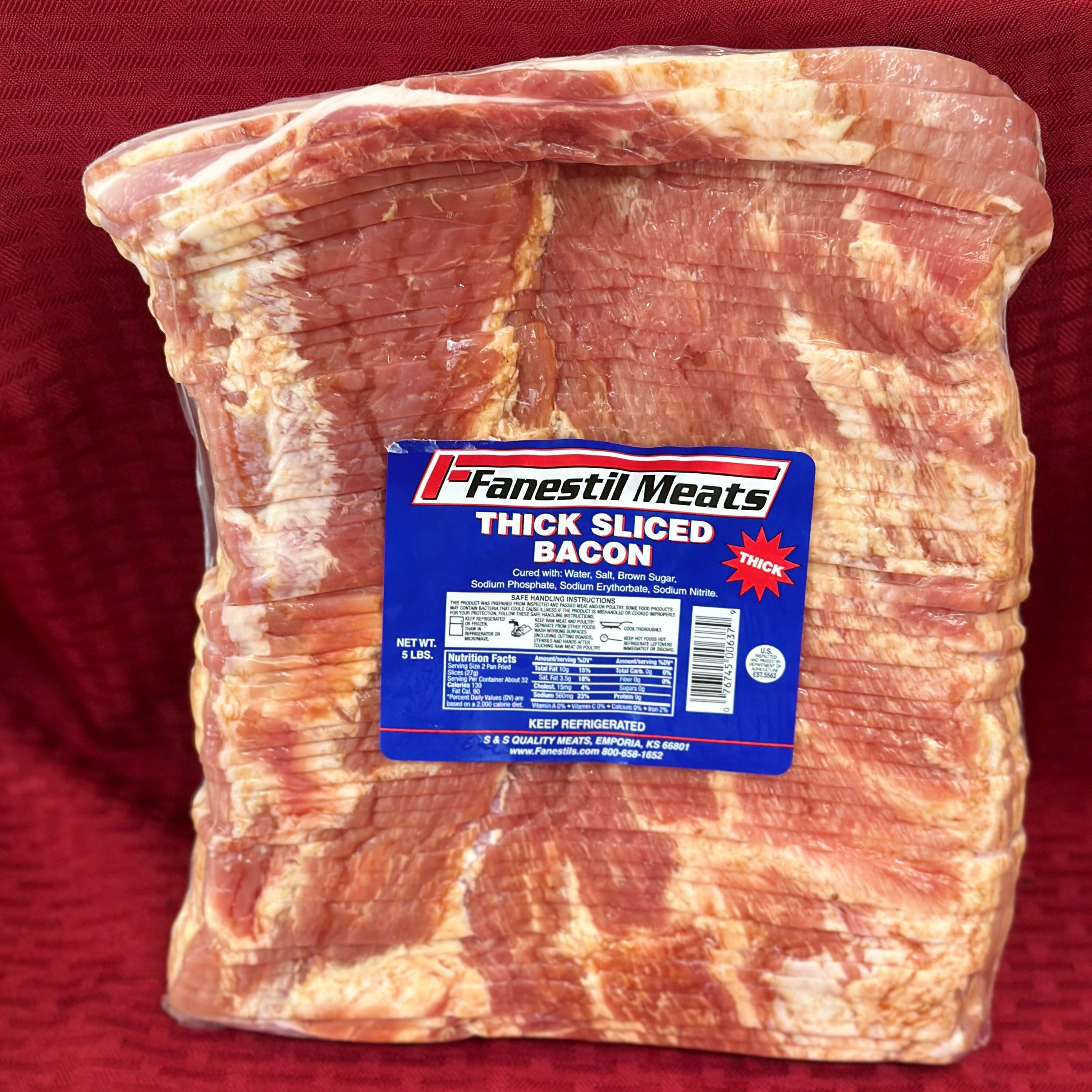 Fanestil Thick Slice Bacon 5# 2pc/box