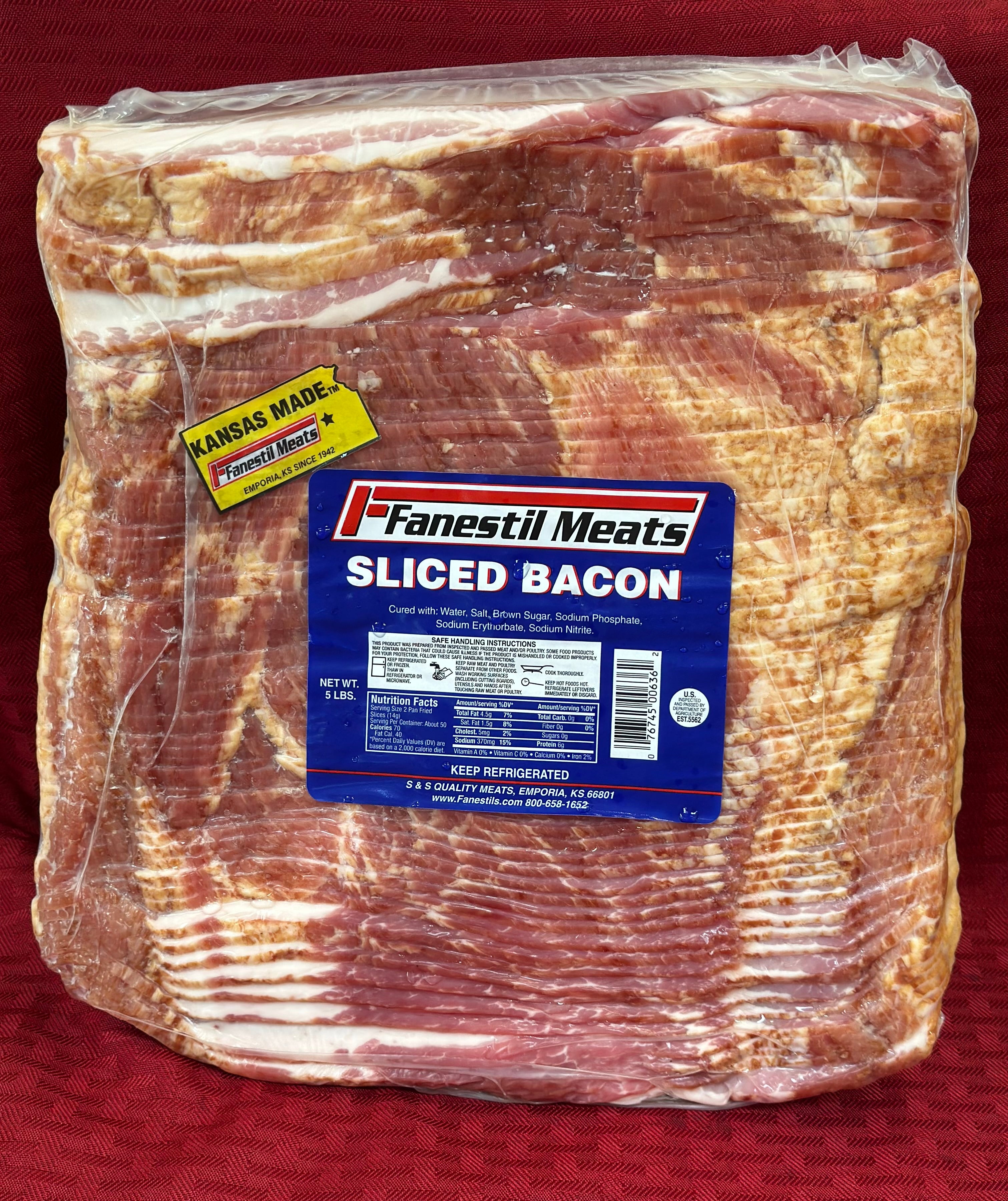Fanestil Regular Slice Bacon – 5 lb (2 Pieces/Box)