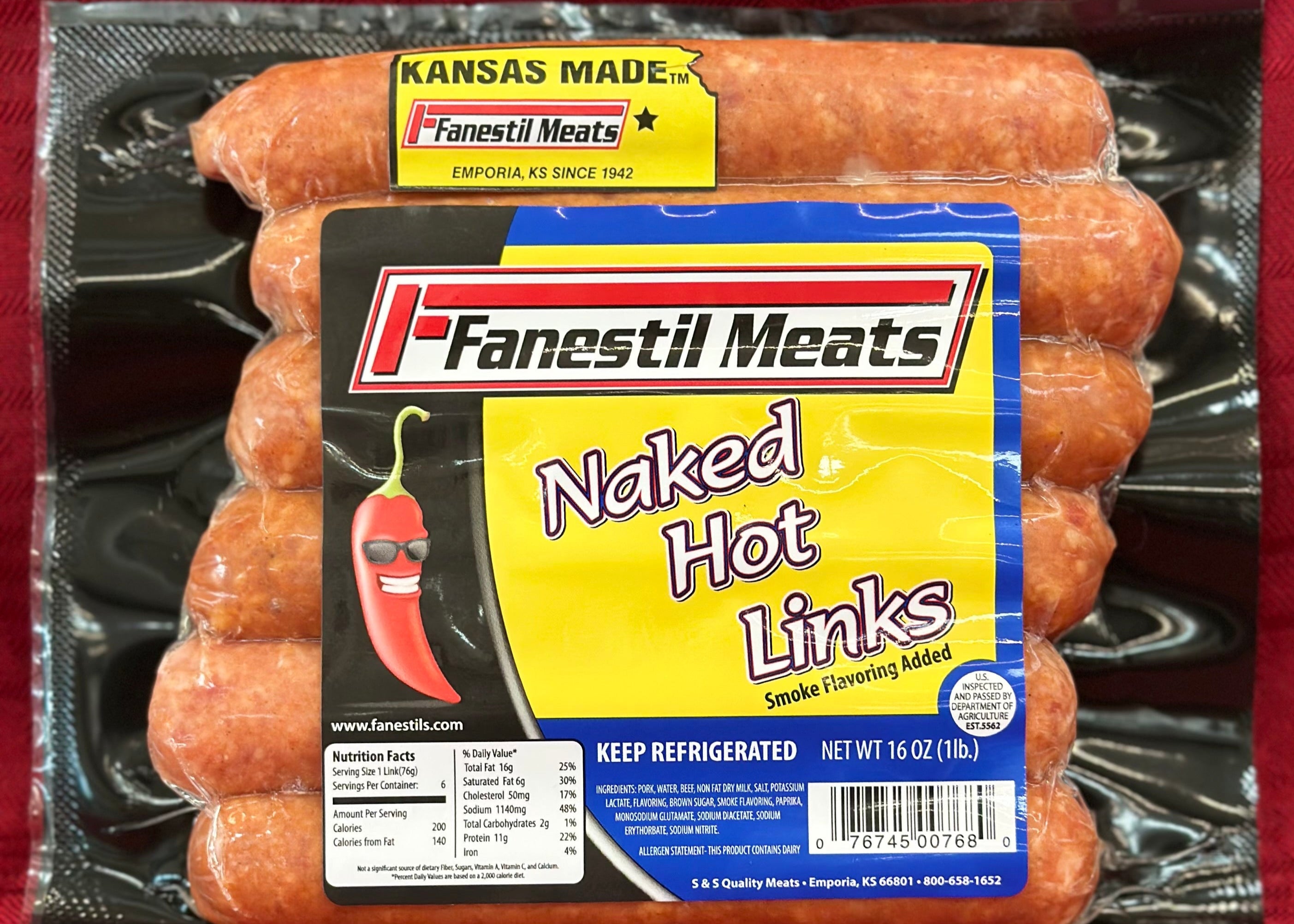 Fanestil Natural Casing Naked Hot Links 10/1#