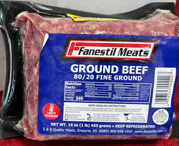 Fanestil 80/20 Fine Ground Beef 10/1# Packages