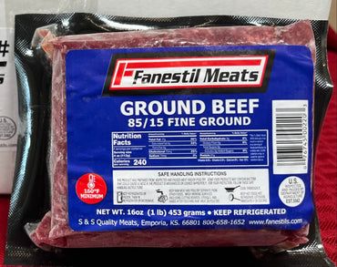 Fanestil 85/15 Fine Ground Beef Frozen 10/1# Packages