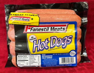 10/1# Fanestil Pork & Beef Hot Dogs